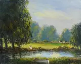The River Bawn at Achadooey by Norman J. McCaig, oil on board, sold Oct 2017