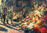 Norman Teeling, Flower Sellers, Grafton Street, oil on canvas