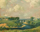 Cushendun, Co Antrim by Charles McAuley, oil on board, sold Oct 2017
