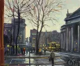 Norman Teeling, College Green, Dublin, oil on board