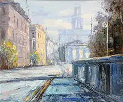 Stuart Williams, Georgian Dublin, oil on board