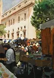 Serge Gomez French, Flea Market, d'Aix en Provence, oil on board
