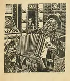 Harry Kernoff, Accordion Player, woodcut