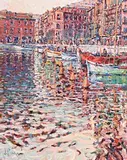 Mediterranean Evening (Ville France sur Mere, French Rivieria) by Arthur K. Maderson, oil on board, sold Sep 2017