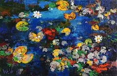 Lily Pond by Kenneth Webb, oil on canvas board, offered Sep 2017