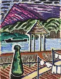 Basil Rakoczi, Vue de Meuse, gouache