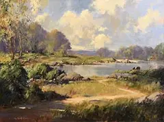 George Gillespie, On the River Shannon, Corbally Co Limerick, oil on canvas
