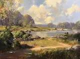 George Gillespie, On the River Shannon, Corbally Co Limerick, oil on canvas