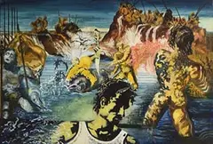 Tuna Fishing - After Salvor Dali by John Doherty, oil on board, offered Sep 2017