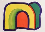 Howard Hodgkin British, Composition with Red, 1970-1971, limited edition lithograph in colours in hosho vellum Japenese paper signed & numbered