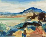 Heading for Achill by Markey Robinson, gouache on card, offered Sep 2017
