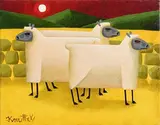 Ewes in the Moonlight by Graham Knuttel, oil on canvas, sold Sep 2017