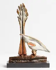 Bird and Tree by Leo Higgins, unique bronze on slate base, sold Sep 2017