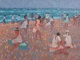 Day at the Beach by Desmond Carrick, oil on board, offered Sep 2017