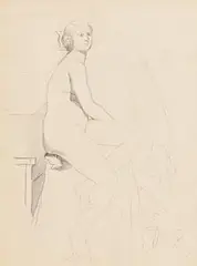 Mainie Jellet, Seated Nude, pencil on paper