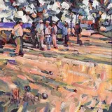 Boule Evening, Le Vigan, Gard France by Arthur K. Maderson, oil on board, sold Sep 2017