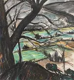 Peter Collis, Wicklow Hills, mixed media on paper