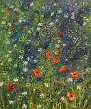 Hazel Revington Cross, Large Poppy Meadow, oil on canvas