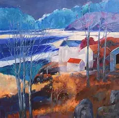 Maurice Henderson, Red Tractor and Red Roofs, 2005, oil on canvas
