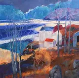 Maurice Henderson, Red Tractor and Red Roofs, 2005, oil on canvas