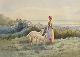 Herding in the Hills by Frank McKelvey, watercolour, offered Sep 2017