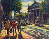 Norman Teeling, College Green, Dublin, oil on board