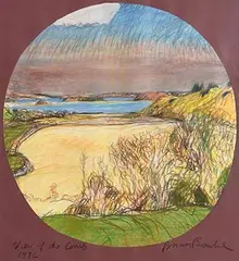 Brian Bourke Hrha Irish, View of the Corrib, 1982, pastel on paper
