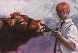 Christine Thery, The Bull Whisperer, oil on canvas