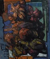 Flowers by John Boyd, oil on board, offered Sep 2017