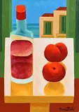 Still Life - Bottle and Fruit by Graham Knuttel, oil on canvas, sold Sep 2017