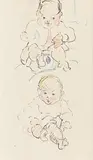 Two Babies by Mary Swanzy, c.1905, pencil & crayon on paper, sold Sep 2017