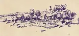The Farmstead by Colin Middleton, ink on paper, sold Sep 2017