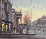 Norman Teeling, Evening in the City (GPO), oil on board