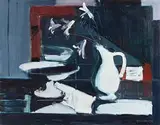 Lilies and Mirror by Brian Ballard, 1988, oil on canvas, sold Aug 2017