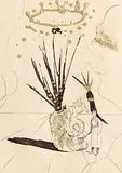 Salvador Dali Spanish, Les Amours Jaunes, 1974, drypoint etching with gold flakes on Arches paper number 96 from an edition of 300