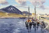 Ivan Sutton, Murrisk Pier, Croagh Patrick, Westport, Co Mayo, oil on canvas board