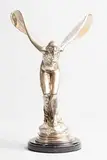 Spirit of Ecstasy by Charles Robinson Sykes British, silver plated sculpture on granite base, sold Aug 2017