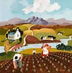 Planting Out by Desmond Kinney, oil on board, sold Aug 2017