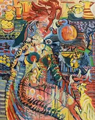 Phoebe Cope, Bird Woman, 2001, oil on board