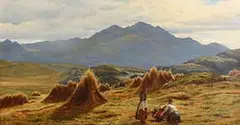 Gathering The Corn by John James Bannatyne British, oil on canvas, sold Aug 2017