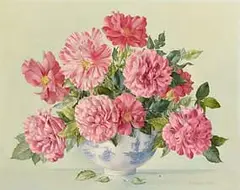 Desmond Kenny, Old French Roses, oil on board