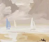 Sailing by Markey Robinson, gouache on card, sold Aug 2017