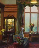 Norman Teeling, The Drawing Room, oil on canvas board