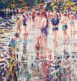 Late Evening Lismore River Pool by Arthur K. Maderson, oil on board, sold Jun 2017