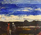 Daniel O'Neill, Two Figures in a Landscape, oil on board