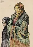 William Conor, Women of Belfast, watercolour & ink on paper