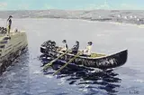 Ivan Sutton, Currach Lobstermen, Aran Mor, Co Galway, oil on board
