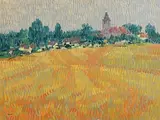 Post Harvest Lands at Levignan, France by Desmond Carrick, oil on board, offered Jun 2017