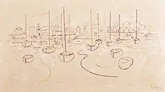 Stephen Forbes, Groomsport Town and Harbour, oil on canvas