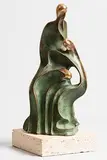 R. Fabian, Mother and Child, bronze on stone base